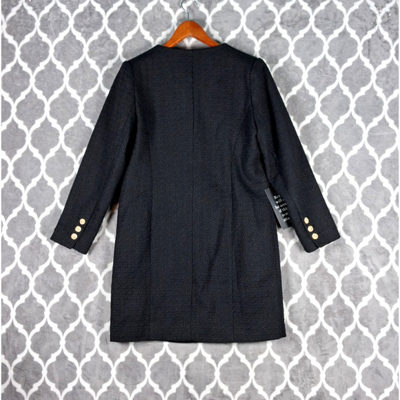 Tuckernuck Pomander Place Dress Small Black Kiera Tweed Gold Button Textured - Picture 3 of 11